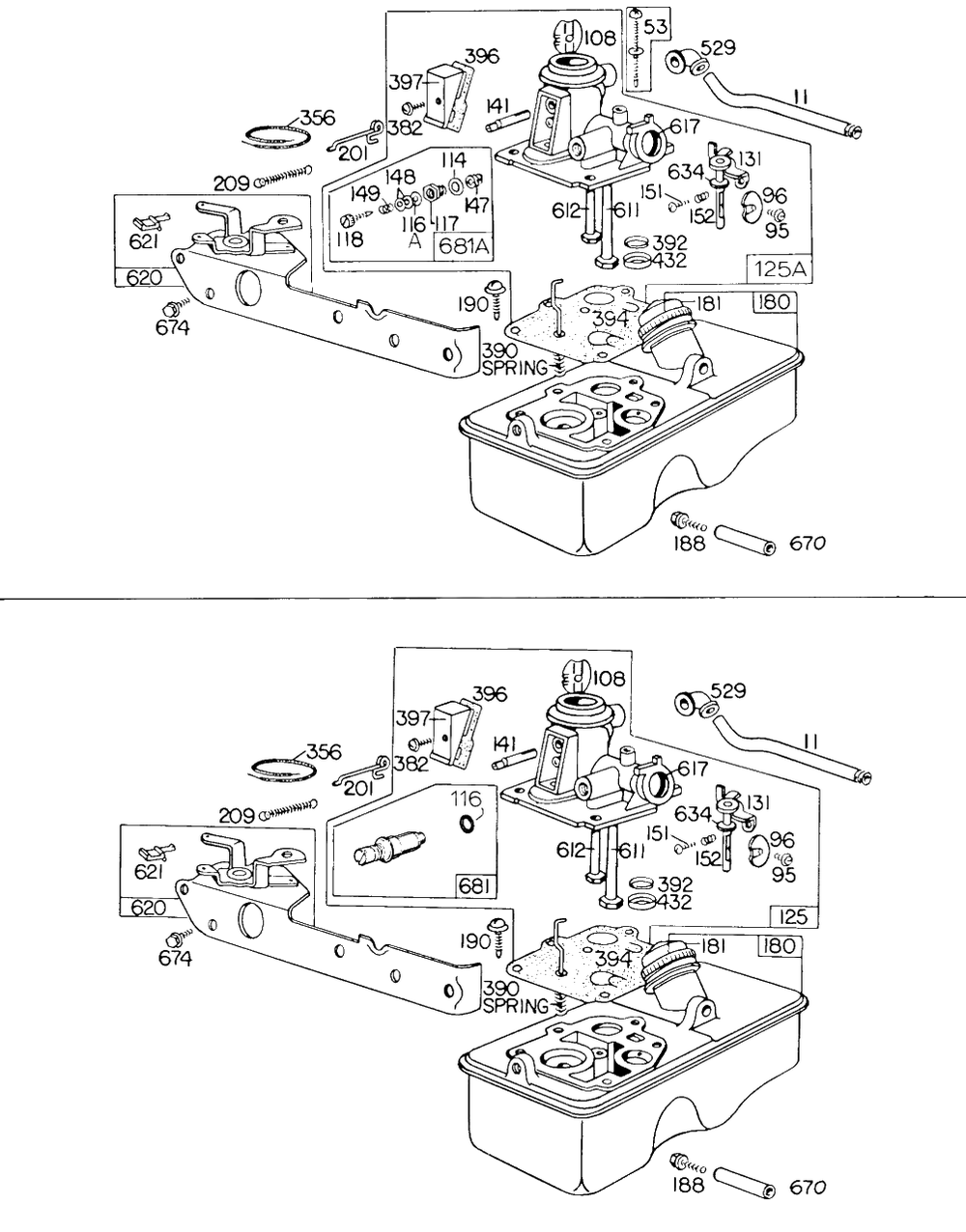 Carburetor And Fuel Tank Assembly Diagram and Parts List for 111902-0149-XX  Briggs and Stratton Engine